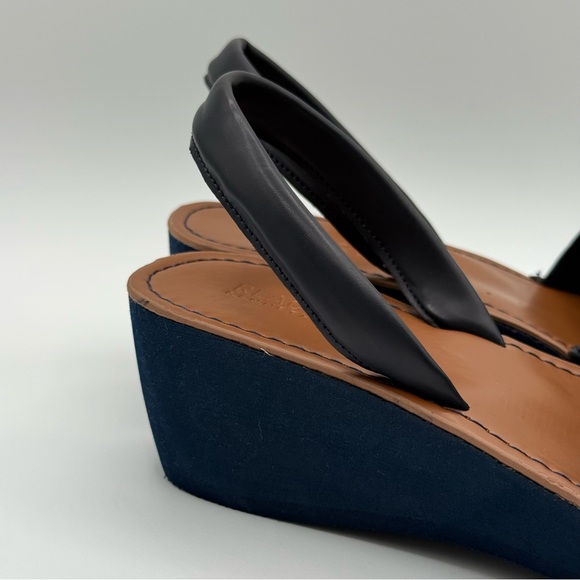 Reaction Kenneth Cole Fine Glass Wedge Slingback Sandal Navy Blue Size 9 - Picture 8 of 13